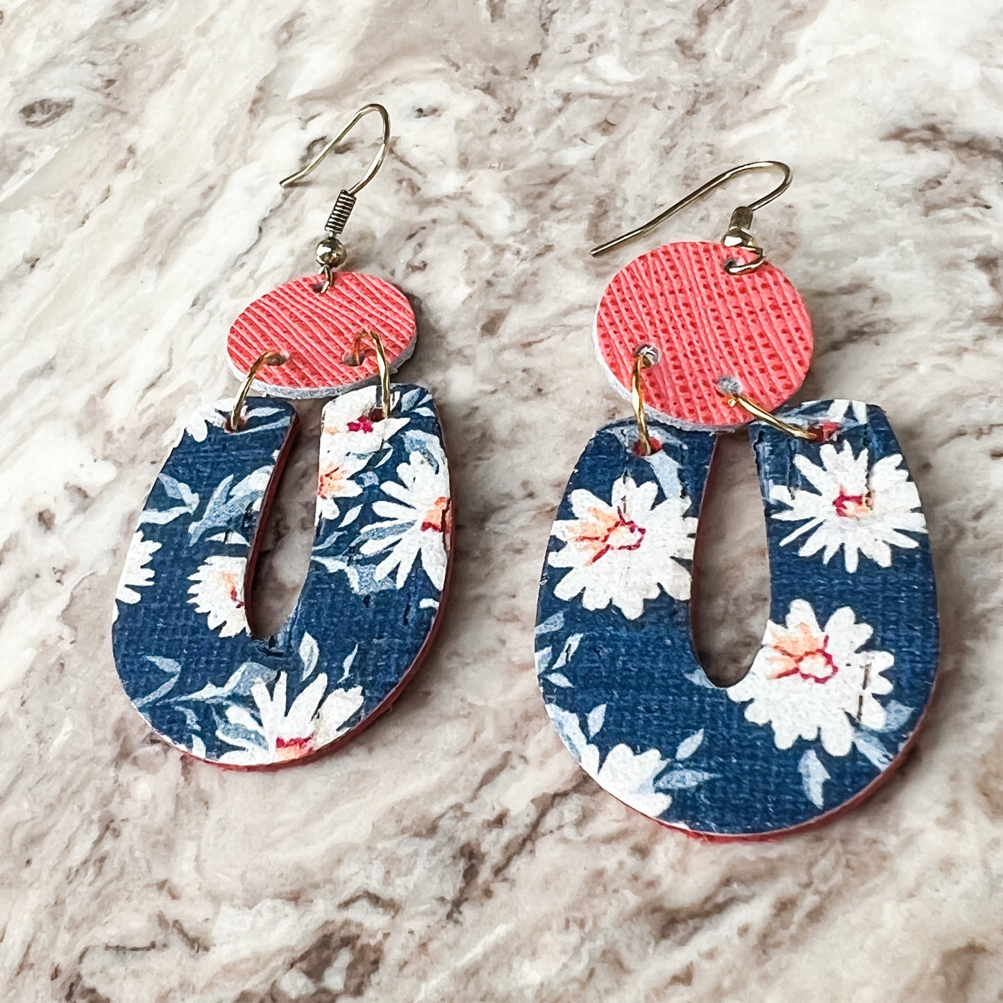 Genuine Leather/Cork U-Shape Earrings