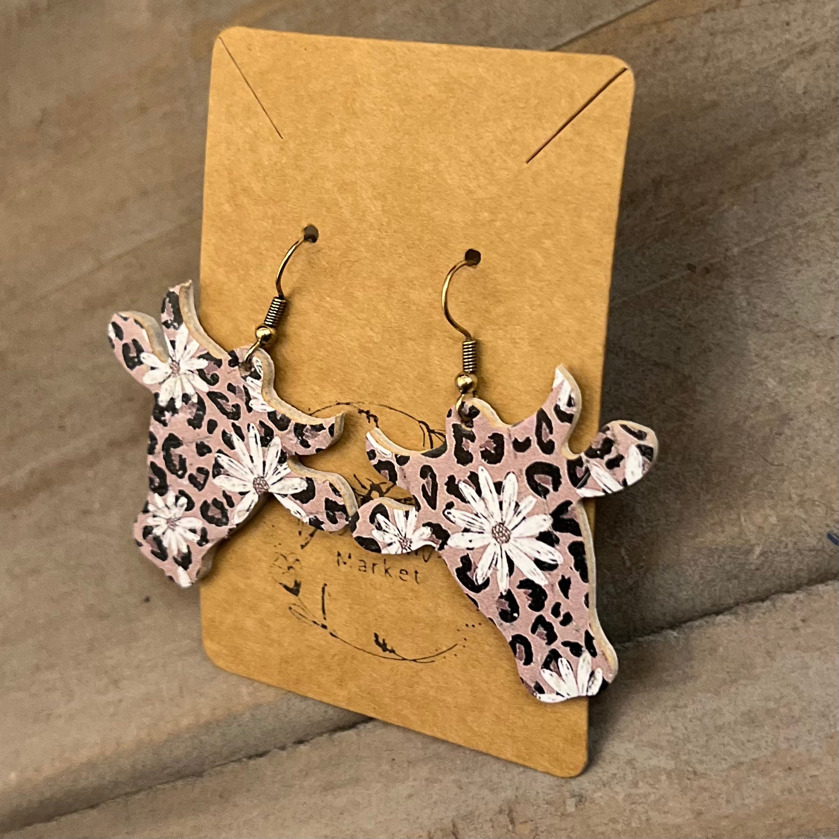 Handmade Genuine Leather Bessie the Bull Earrings