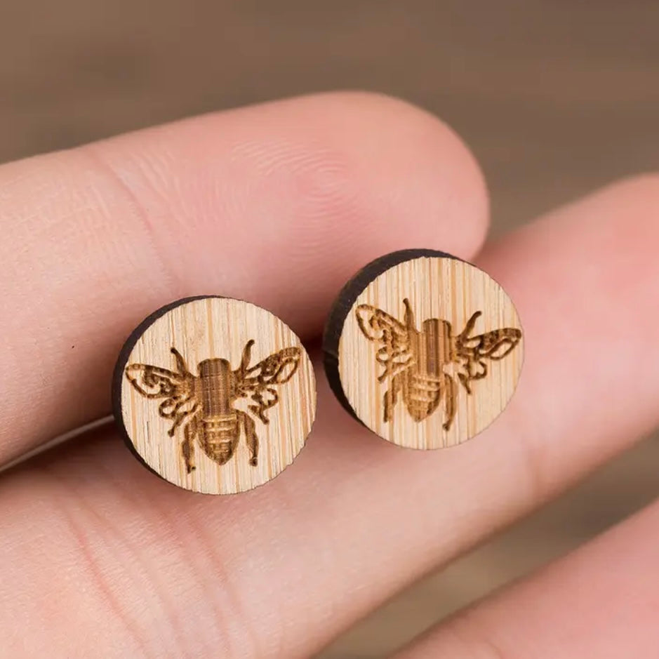 Wood hot sale stud earrings