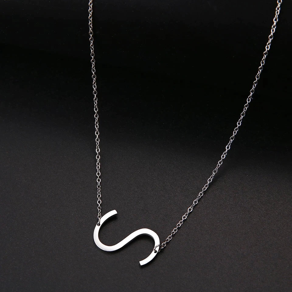 Stainless Steel Silver Initial Necklaces