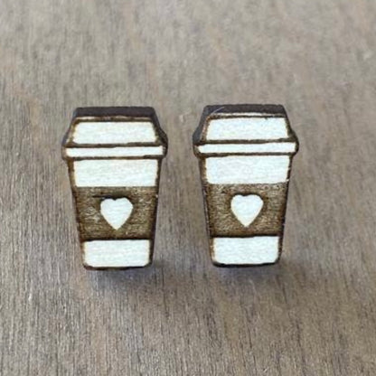 Handmade Coffee Stud Wood Earrings