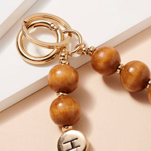 Hope Wood Beaded Keychain Bracelet