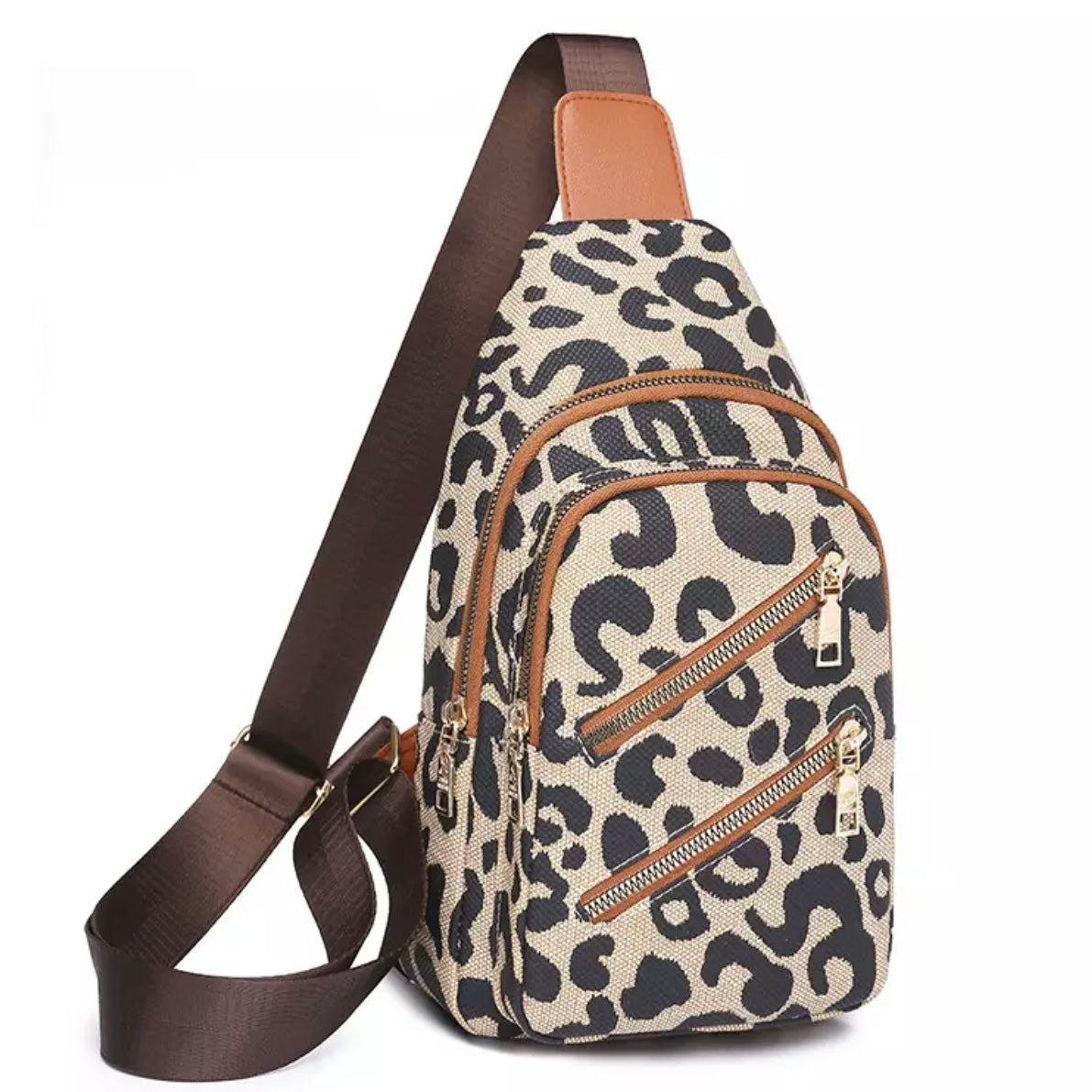 Leopard Print Sling Crossbody Bag