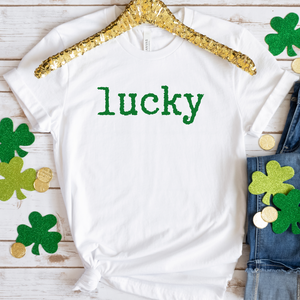 Lucky Typewriter Font Short Sleeve Tee