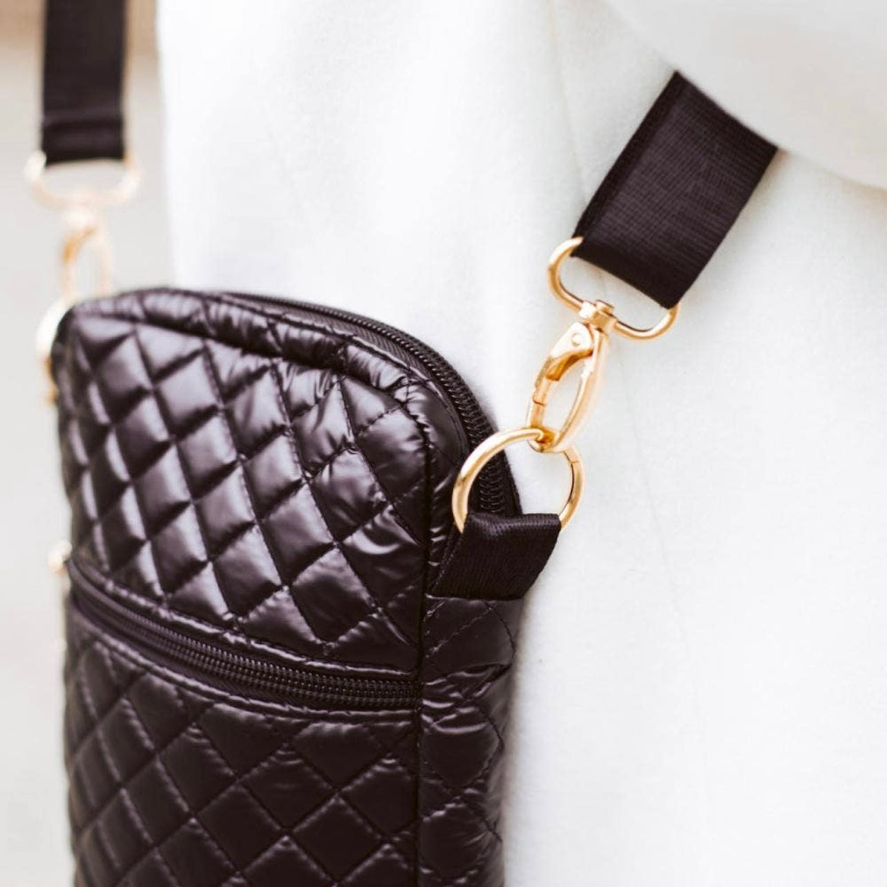 Black Quilted Crossbody Bag