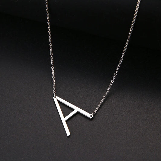Stainless Steel Silver Initial Necklaces