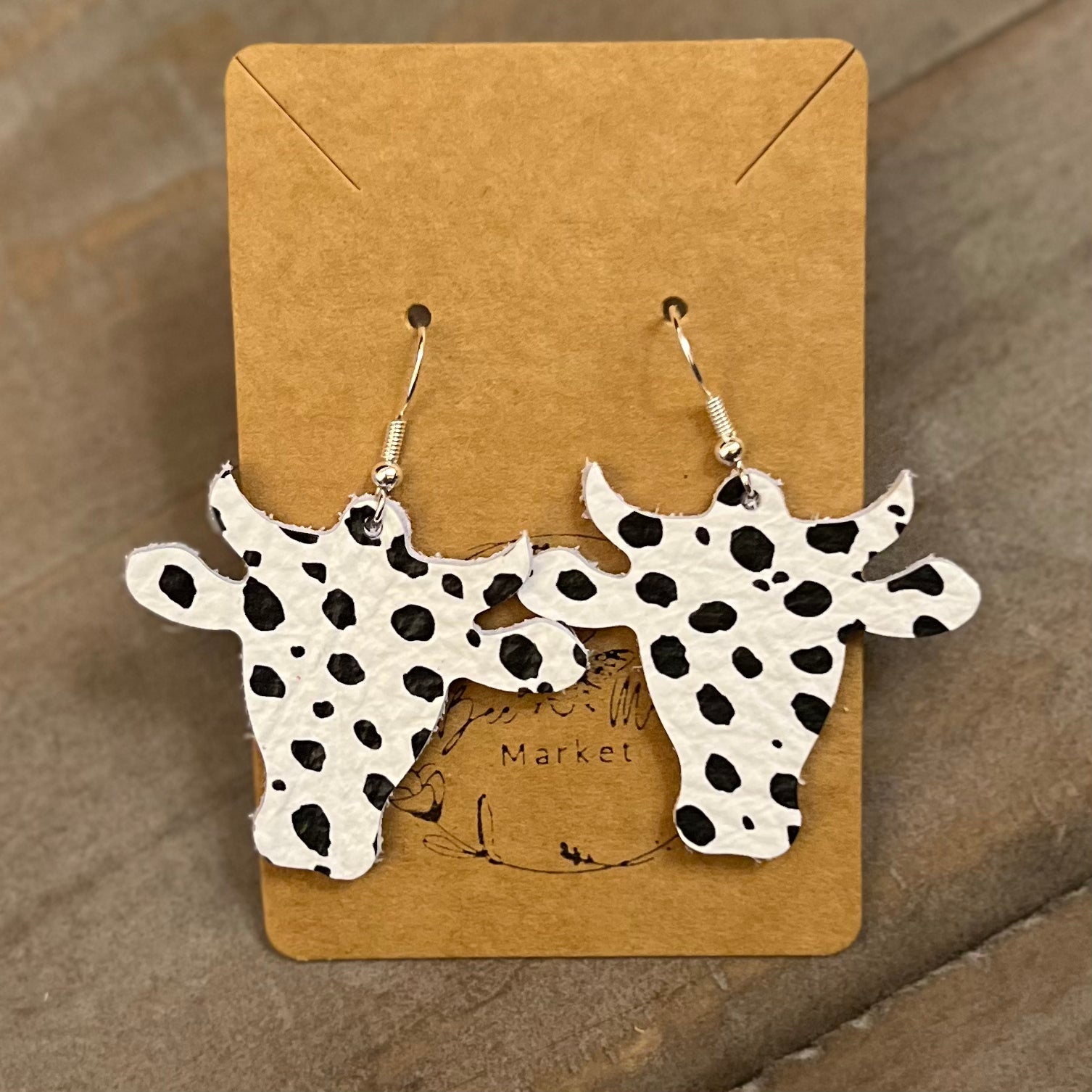 Handmade Genuine Leather Bessie the Bull Earrings