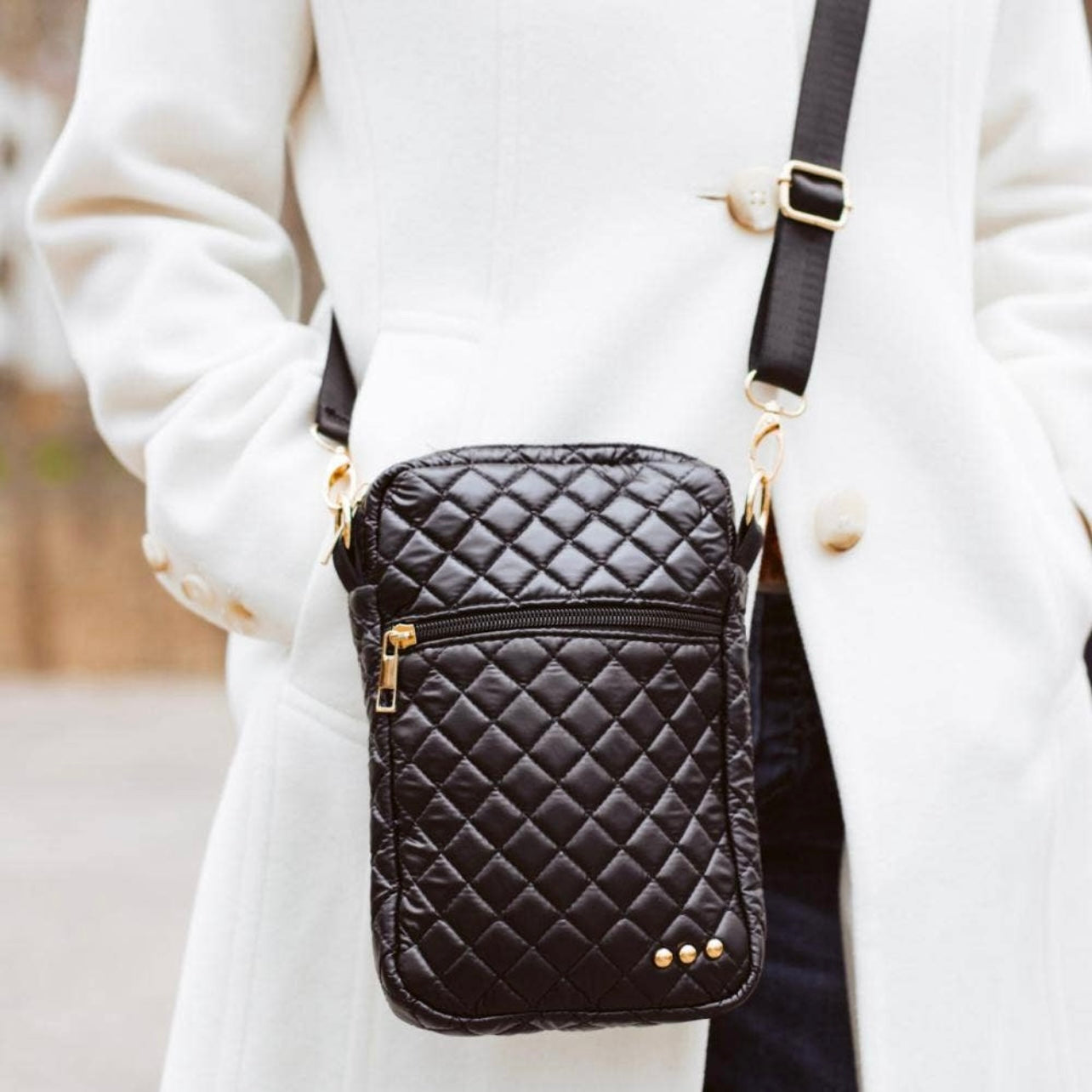 Black Quilted Crossbody Bag