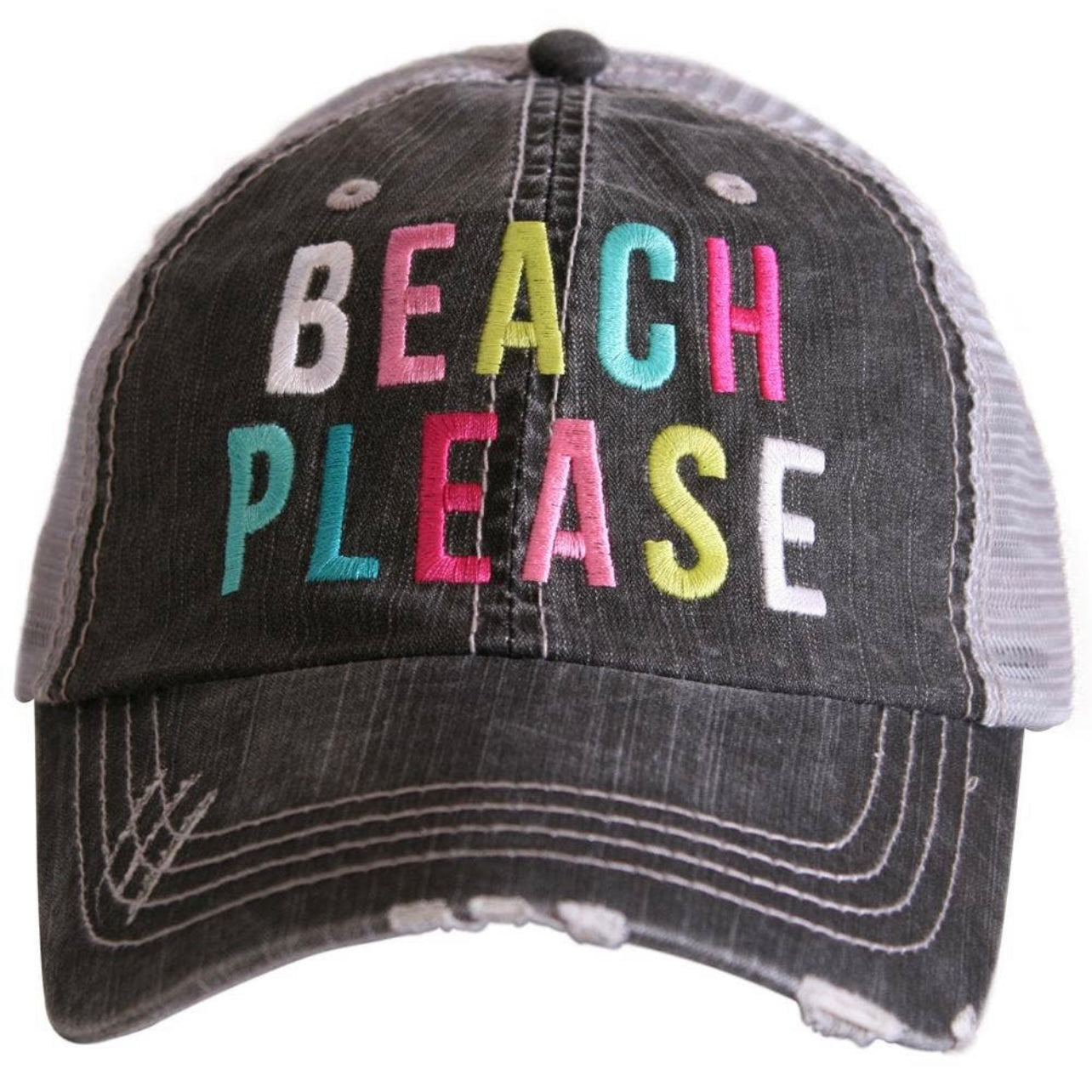 Beach Please Embroidered Hat