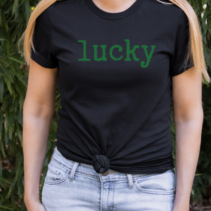 Lucky Typewriter Font Short Sleeve Tee