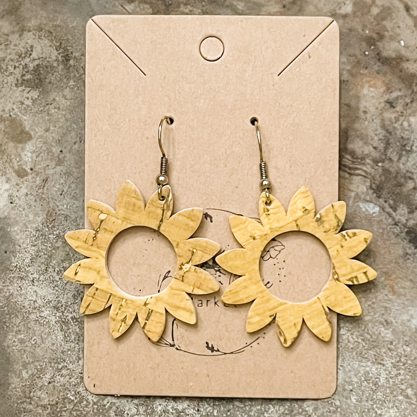 Genuine Leather Sunflower Earrings