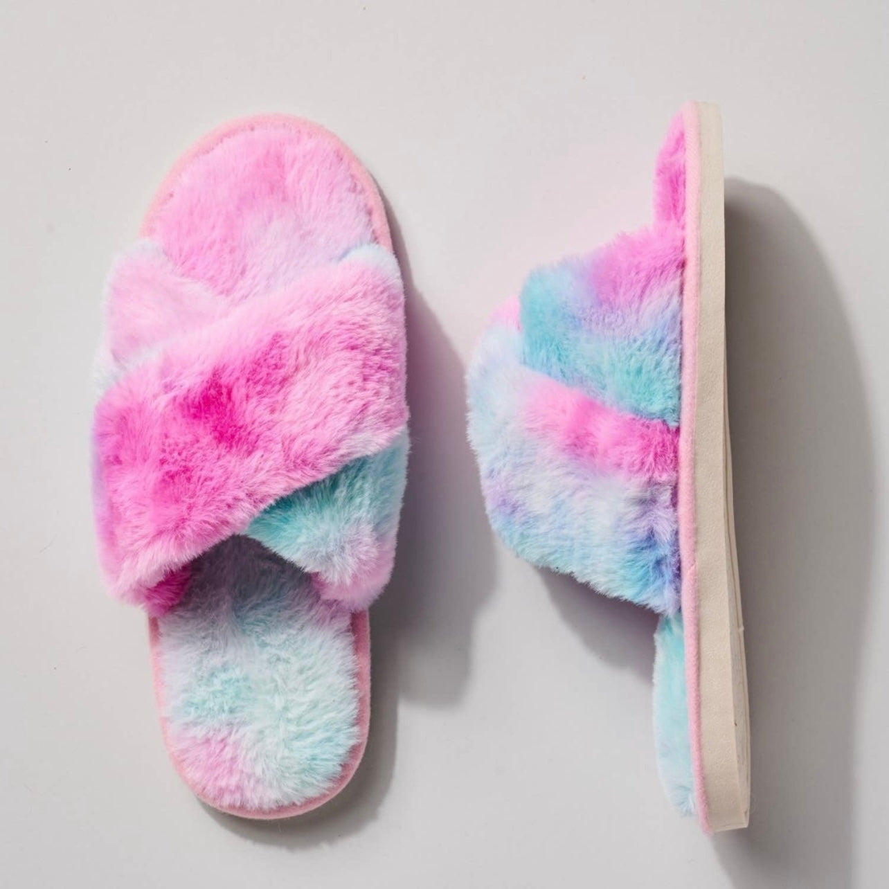 Tie dye Fur slippers - TLC Casuals