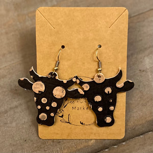 Handmade Genuine Leather Bessie the Bull Earrings