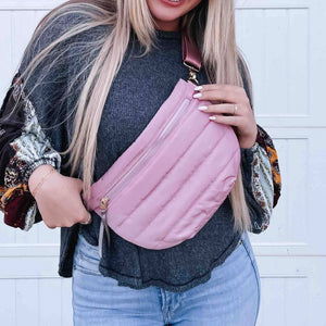 Pink Puffer Belt Bag