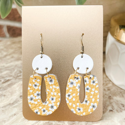 Genuine Leather/Cork U-Shape Earrings