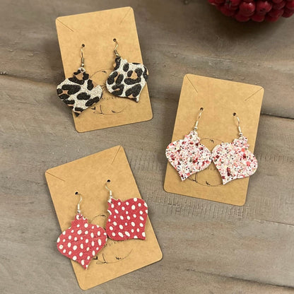 Animal Print Genuine Leather Christmas Ornament Earrings