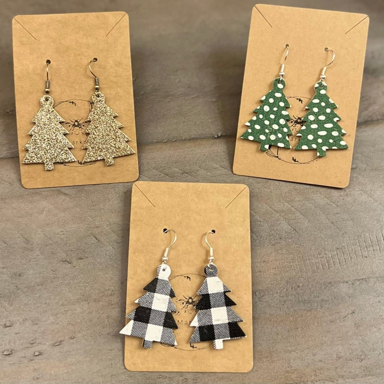Hand Stamped Tree Tag Earrings