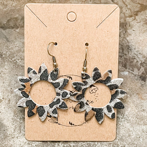 Genuine Leather Sunflower Earrings