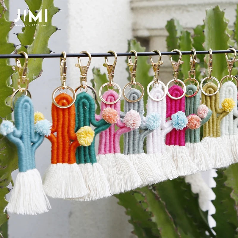 Cactus Pom Pom Keychains