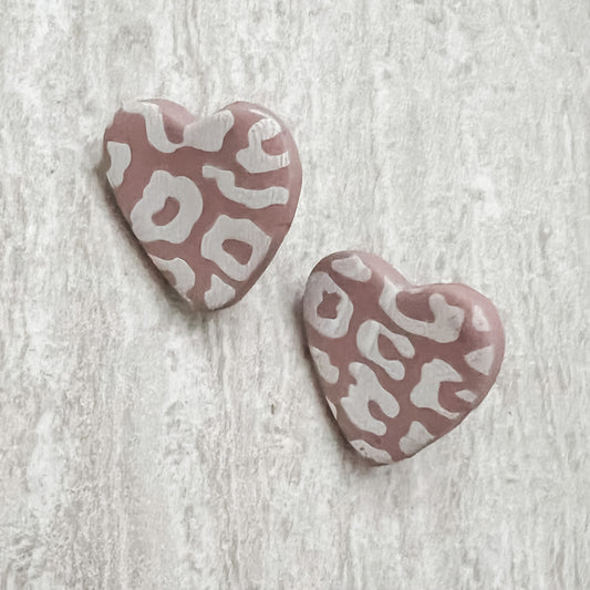Handmade Pink Cheetah Print Clay Earrings