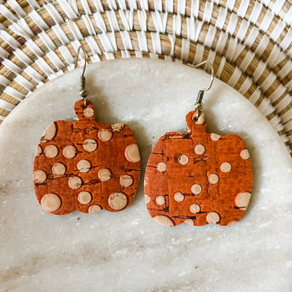 Genuine Leather Pumpkin Earrings