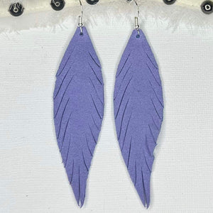Handmade Fringe Feather Suede Genuine Leather Earrings